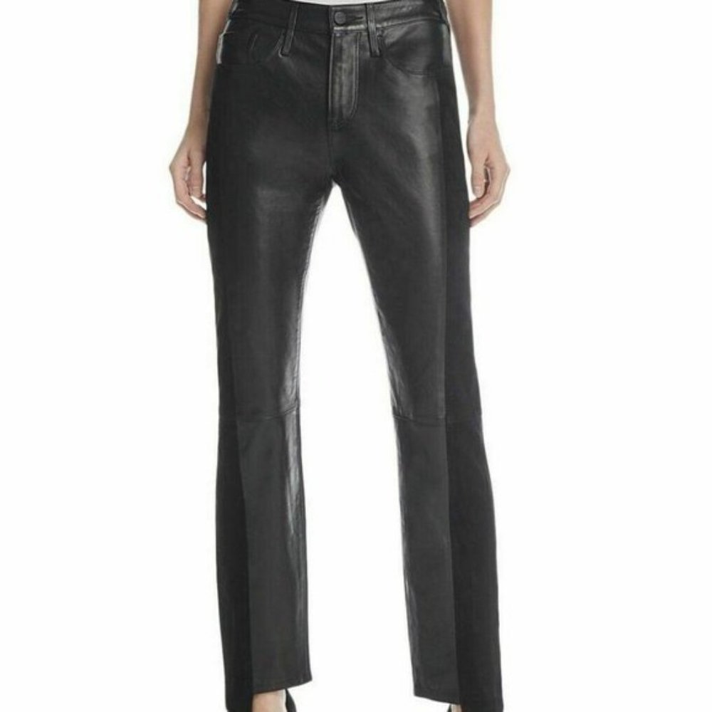 Frame Genuine Leather & Suede Noir Black Pants